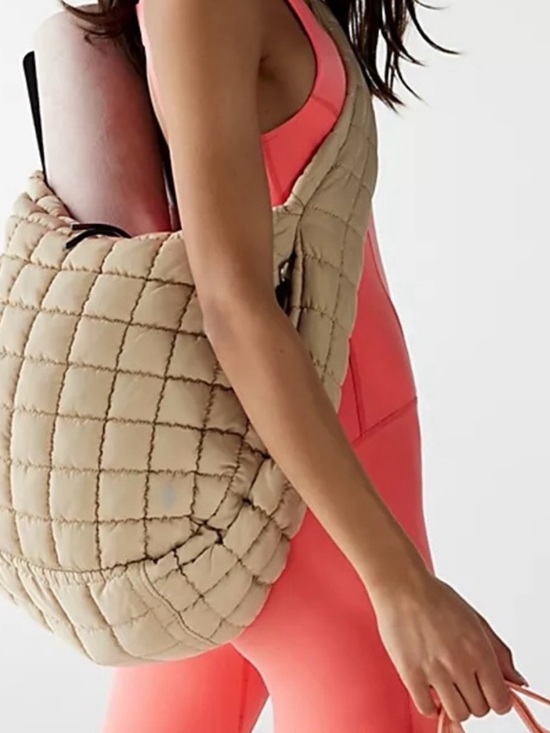 free people movement Handbags - Free People FP Movement Beige Tan Quilted Carryall Tote